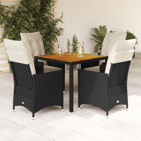 Set de muebles jardín 5 pzas con cojines ratán sintético negro