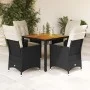 5-teiliges Gartenmöbel-Set mit schwarzen synthetischen Rattankissen von vidaXL, Gartensets - Ref: Foro24-3276681, Preis: 560,...