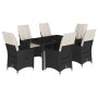 7-teiliges Garten-Essset und schwarze Kissen aus synthetischem Rattan von vidaXL, Gartensets - Ref: Foro24-3276695, Preis: 73...