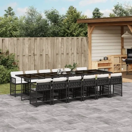Garden dining set with cushions 13 pieces black synthetic rattan by vidaXL, Garden sets - Ref: Foro24-3211662, Price: 977,86 ...