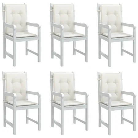 Cojines silla respaldo bajo 6 ud tela crema melange 100x50x4 cm de vidaXL, Cojines para sillas y sofás - Ref: Foro24-4002453,...