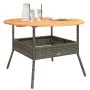 Garden table gray PE rattan wooden surface Ø110x71 cm by vidaXL, Garden tables - Ref: Foro24-368626, Price: 153,49 €, Discoun...