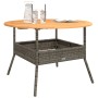 Gartentisch aus grauem PE-Rattan mit Holzoberfläche Ø110x71 cm von vidaXL, Gartentische - Ref: Foro24-368626, Preis: 157,06 €...