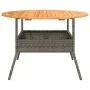 Gartentisch aus grauem PE-Rattan mit Holzoberfläche Ø110x71 cm von vidaXL, Gartentische - Ref: Foro24-368626, Preis: 153,49 €...