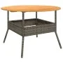 Garden table gray PE rattan wooden surface Ø110x71 cm by vidaXL, Garden tables - Ref: Foro24-368626, Price: 153,49 €, Discoun...