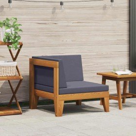 Sofá de esquina seccional y cojines gris oscuro madera acacia Sofá de esquina seccional y cojines gris oscuro madera acacia