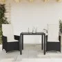 Table and chairs with cushions 3 pieces black synthetic rattan by vidaXL, Garden sets - Ref: Foro24-3276691, Price: 322,88 €,...