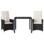Table and chairs with cushions 3 pieces black synthetic rattan by vidaXL, Garden sets - Ref: Foro24-3276691, Price: 303,92 €,...