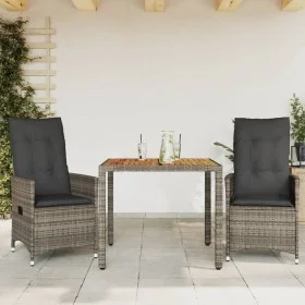 Garden chairs and table with cushions 3 pieces gray PE rattan by vidaXL, Garden sets - Ref: Foro24-3276723, Price: 303,77 €, ...