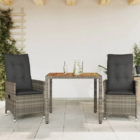 Garden chairs and table with cushions 3 pieces gray PE rattan by vidaXL, Garden sets - Ref: Foro24-3276723, Price: 303,77 €, ...
