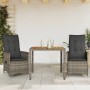 Garden chairs and table with cushions 3 pieces gray PE rattan by vidaXL, Garden sets - Ref: Foro24-3276723, Price: 303,33 €, ...