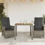 Garden chairs and table with cushions 3 pieces gray PE rattan by vidaXL, Garden sets - Ref: Foro24-3276723, Price: 303,77 €, ...