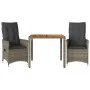 Gartenstühle und Tisch mit Kissen 3 Stück graues PE-Rattan von vidaXL, Gartensets - Ref: Foro24-3276723, Preis: 302,86 €, Rab...