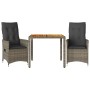 Gartenstühle und Tisch mit Kissen 3 Stück graues PE-Rattan von vidaXL, Gartensets - Ref: Foro24-3276723, Preis: 296,90 €, Rab...