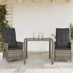 Garden chairs and table with cushions 3 pieces gray PE rattan by vidaXL, Garden sets - Ref: Foro24-3276735, Price: 316,29 €, ...