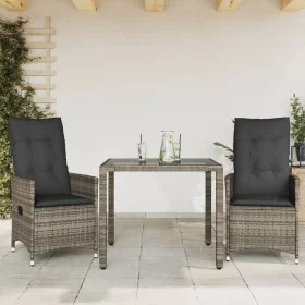 Garden chairs and table with cushions 3 pieces gray PE rattan by vidaXL, Garden sets - Ref: Foro24-3276735, Price: 339,16 €, ...