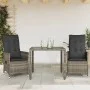 Gartenstühle und Tisch mit Kissen 3 Stück graues PE-Rattan von vidaXL, Gartensets - Ref: Foro24-3276735, Preis: 337,42 €, Rab...