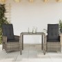 Gartenstühle und Tisch mit Kissen 3 Stück graues PE-Rattan von vidaXL, Gartensets - Ref: Foro24-3276735, Preis: 316,29 €, Rab...