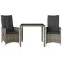 Gartenstühle und Tisch mit Kissen 3 Stück graues PE-Rattan von vidaXL, Gartensets - Ref: Foro24-3276735, Preis: 337,42 €, Rab...