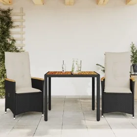 Table and chairs with cushions 3 pieces black synthetic rattan by vidaXL, Garden sets - Ref: Foro24-3276831, Price: 326,88 €,...