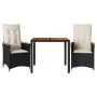 Table and chairs with cushions 3 pieces black synthetic rattan by vidaXL, Garden sets - Ref: Foro24-3276831, Price: 326,88 €,...