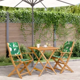 3-piece bistro set solid wood fabric leaf print by vidaXL, Garden sets - Ref: Foro24-3281884, Price: 194,51 €, Discount: %