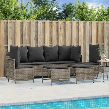 Garden sofa set with cushions 5 pieces gray synthetic rattan by vidaXL, Garden sets - Ref: Foro24-3261547, Price: 415,22 €, D...