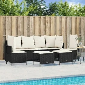 5-teiliges Gartenmöbel-Set und schwarze synthetische Rattankissen von vidaXL, Gartensets - Ref: Foro24-3261545, Preis: 403,35...