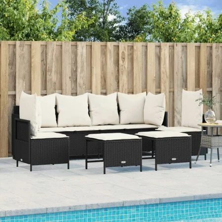 5-teiliges Gartenmöbel-Set und schwarze synthetische Rattankissen von vidaXL, Gartensets - Ref: Foro24-3261545, Preis: 379,07...