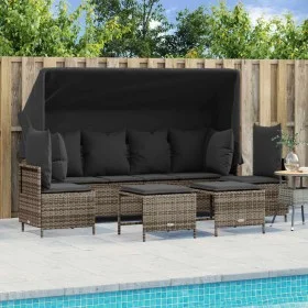 Garden sofa set with cushions 5 pieces gray synthetic rattan by vidaXL, Garden sets - Ref: Foro24-3261553, Price: 456,93 €, D...
