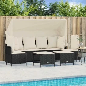 5-teiliges Gartenmöbel-Set und schwarze synthetische Rattankissen von vidaXL, Gartensets - Ref: Foro24-3261551, Preis: 440,45...