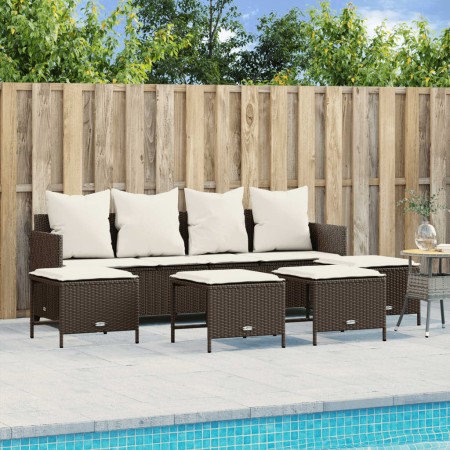 5-teiliges Garten-Essset und braune Kissen aus synthetischem Rattan von vidaXL, Gartensets - Ref: Foro24-3261558, Preis: 350,...