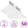 Juego de perchas ropa 50 uds antideslizantes madera dura blanco