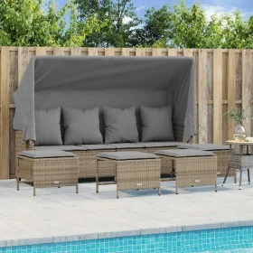 Garden sofa set with cushions 5 pieces beige synthetic rattan by vidaXL, Garden sets - Ref: Foro24-3261566, Price: 402,05 €, ...