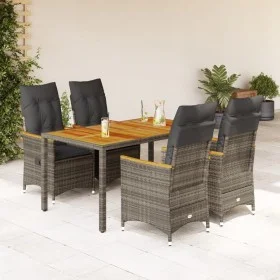 5-piece garden dining set with gray synthetic rattan cushions by vidaXL, Garden sets - Ref: Foro24-3276846, Price: 594,33 €, ...