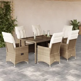 7-piece garden dining set with beige synthetic rattan cushions by vidaXL, Garden sets - Ref: Foro24-3276804, Price: 803,34 €,...