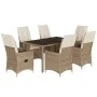 7-piece garden dining set with beige synthetic rattan cushions by vidaXL, Garden sets - Ref: Foro24-3276804, Price: 803,34 €,...