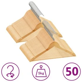 50 Pcs Non-Slip Hardwood Clothes Hanger Set by vidaXL, Hangers - Ref: Foro24-289912, Price: 61,27 €, Discount: %