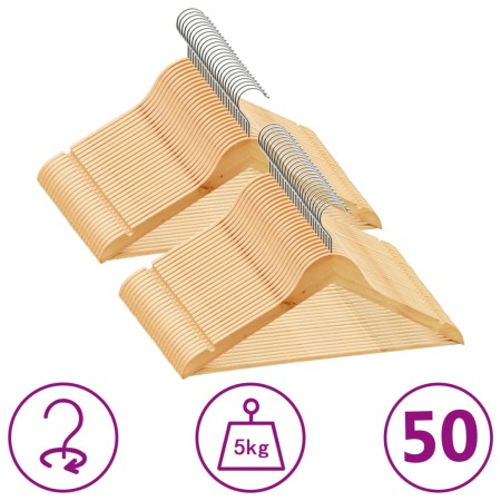 50-teiliges rutschfestes Kleiderbügel-Set aus Hartholz von vidaXL, Kleiderbügel - Ref: Foro24-289912, Preis: 68,33 €, Rabatt: %
