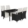 5-teiliges Gartenmöbel-Set mit schwarzen synthetischen Rattankissen von vidaXL, Gartensets - Ref: Foro24-3276865, Preis: 552,...