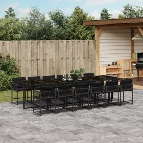 Set comedor de jardín con cojines 13 pzas ratán sintético negro by vidaXL, Garden sets - Ref: Foro24-3211483, Price: 871,36 €...