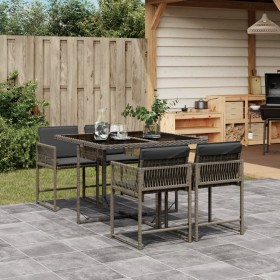 Garten-Essgruppe, 5-teilig, mit grauen Polstern aus synthetischem Rattan von vidaXL, Gartensets - Ref: Foro24-3211436, Preis:...