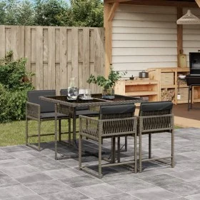 Garten-Essgruppe, 5-teilig, mit grauen Polstern aus synthetischem Rattan von vidaXL, Gartensets - Ref: Foro24-3211436, Preis:...