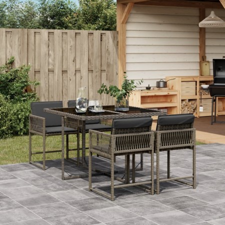 Garten-Essgruppe, 5-teilig, mit grauen Polstern aus synthetischem Rattan von vidaXL, Gartensets - Ref: Foro24-3211436, Preis:...