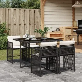 Gartenmöbel-Set, 5-teilig, mit schwarzen Polstern aus synthetischem Rattan von vidaXL, Gartensets - Ref: Foro24-3211614, Prei...