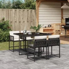 Set de muebles jardín 5 pzas con cojines ratán sintético negro by vidaXL, Garden sets - Ref: Foro24-3211434, Price: 287,63 €,...