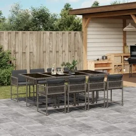 Set comedor jardín 9 pzas y cojines ratán sintético gris by vidaXL, Garden sets - Ref: Foro24-3211460, Price: 574,27 €, Disco...