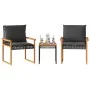Mesita y sillas con cojines 3 pzas ratán PE madera acacia negro by vidaXL, Garden sets - Ref: Foro24-365860, Price: 142,71 €,...