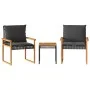 Mesita y sillas con cojines 3 pzas ratán PE madera acacia negro by vidaXL, Garden sets - Ref: Foro24-365860, Price: 142,71 €,...