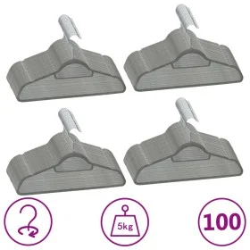 Juego de perchas ropa 100 uds antideslizantes terciopelo gris by vidaXL, Hangers - Ref: Foro24-289919, Price: 61,63 €, Discou...